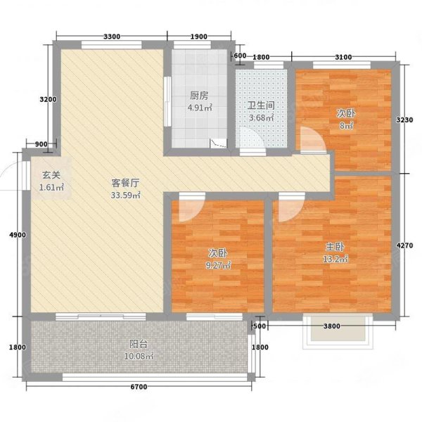 拓基鼎元悦府3室2厅1卫102㎡南北66.6万