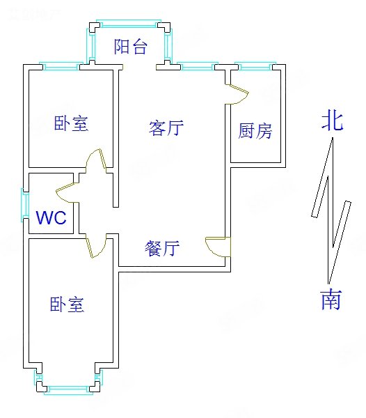 容辰首府2室2厅1卫92㎡南北85万