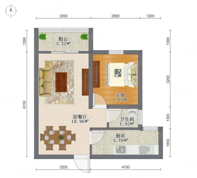 中粮商务公园3室2厅1卫40㎡南167万