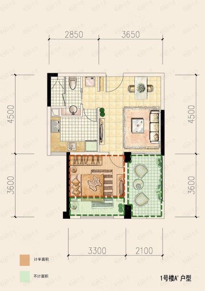 蓝光云鼎1室2厅1卫48.22㎡西南83万