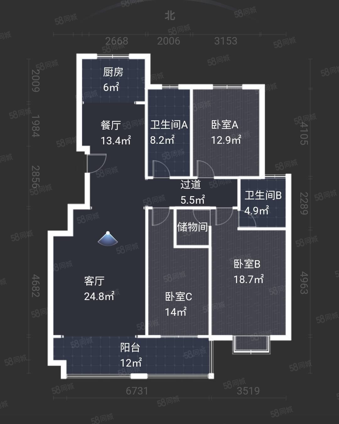 史丹利皇山景城花园(公寓住宅)3室2厅2卫141㎡南北108万