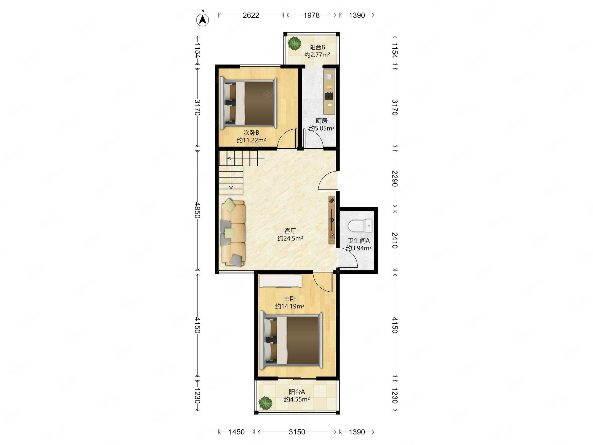 天澤苑3室2廳2衛(wèi)140.77㎡南北298萬