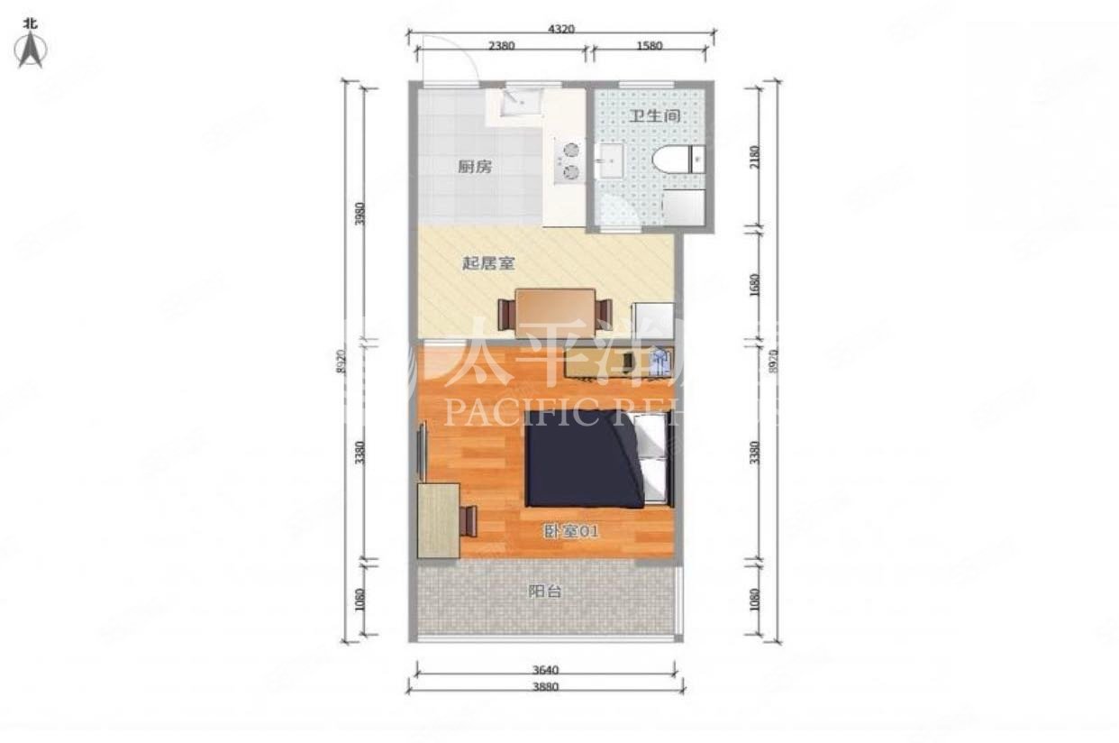 水清三村公寓1室1厅1卫39.24㎡南258万