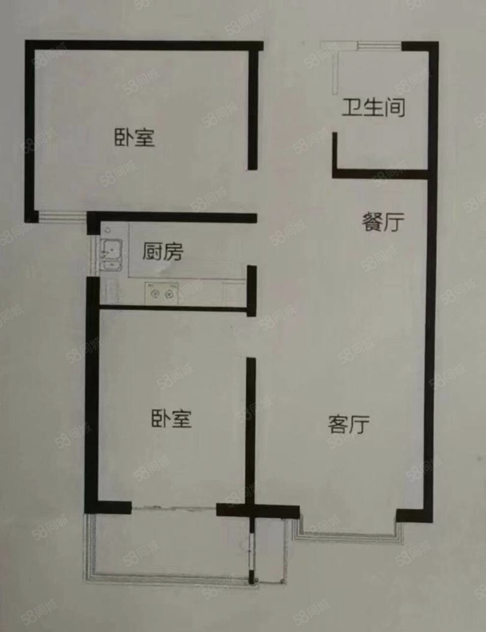 阳光上和2室2厅1卫93㎡南60万