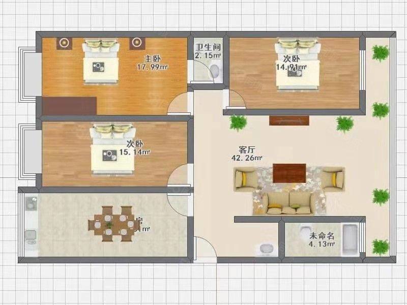 瑞鼎城(2期)3室2厅2卫121.2㎡南北140万