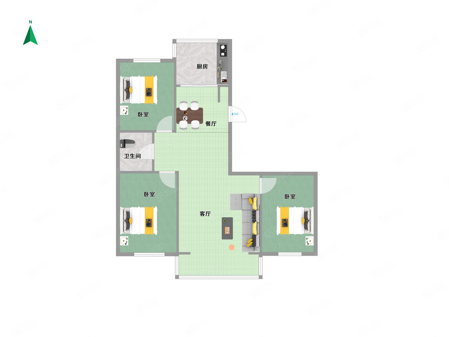 鑫丰又一城3室2厅1卫117.82㎡南北97万