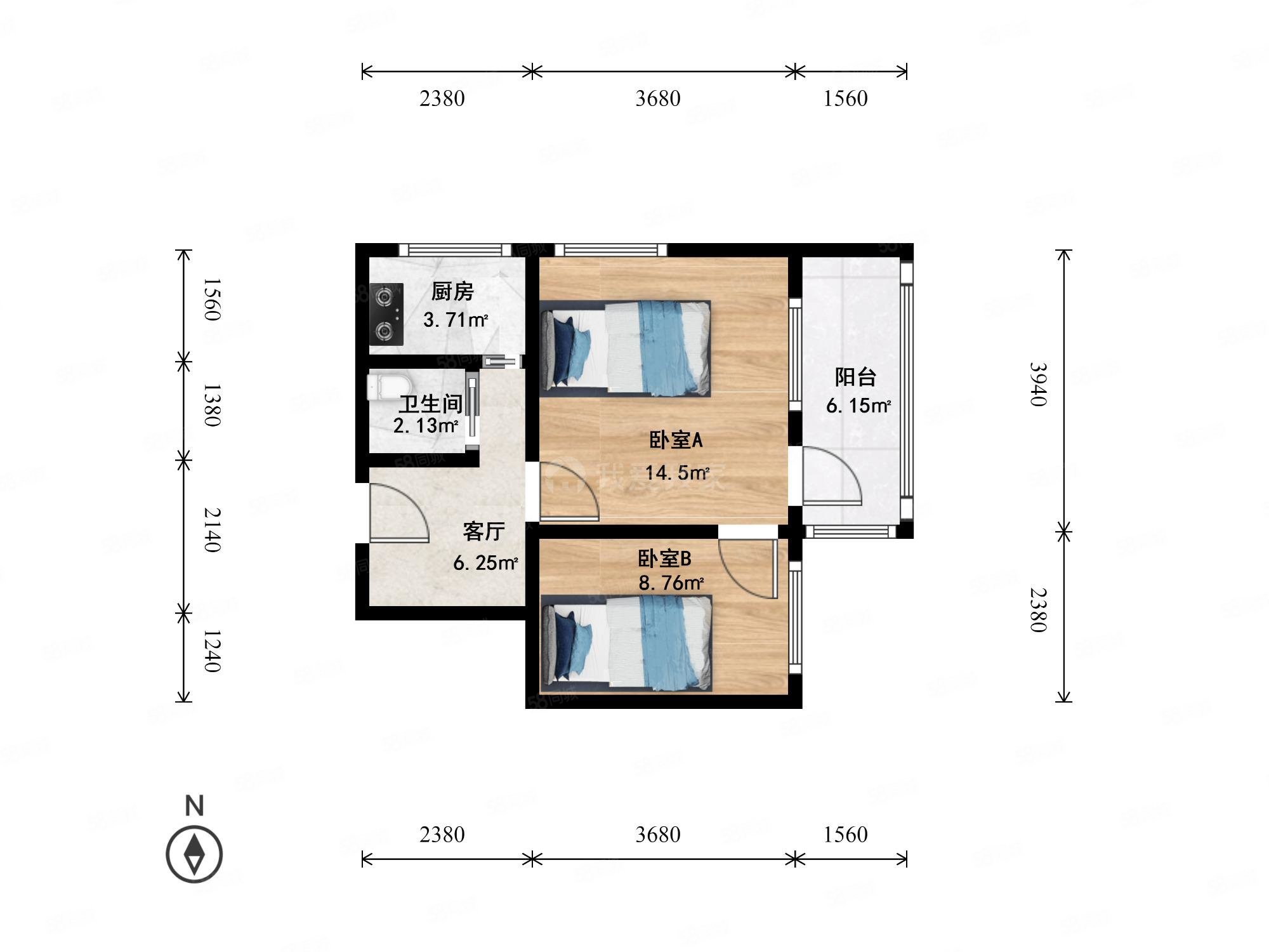 果園小區(qū)(通州)2室1廳1衛(wèi)49.53㎡東157萬