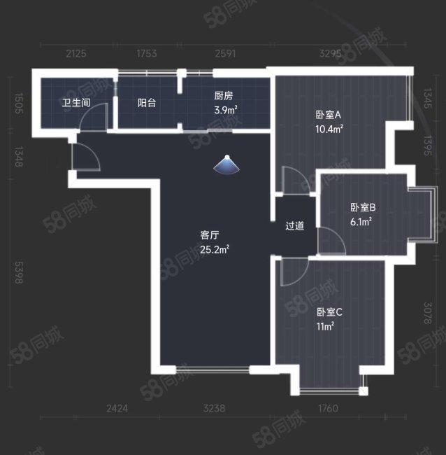 星光华印象3室1厅1卫80.53㎡南89万