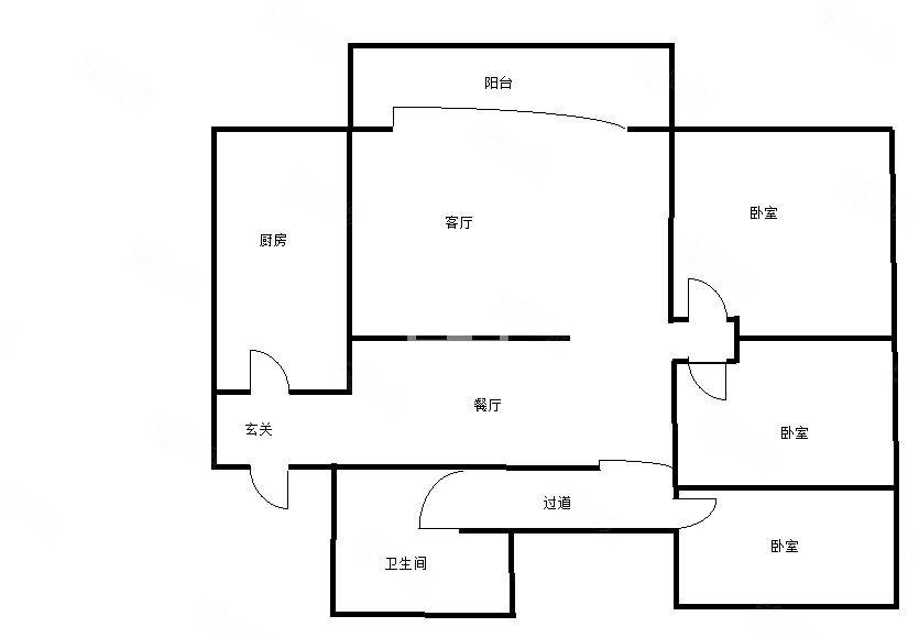 兴鹏大厦3室2厅1卫126㎡南北185万