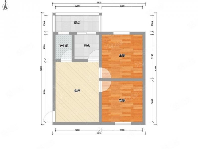 文物交流中心宿舍2室1厅1卫59.32㎡南北90万