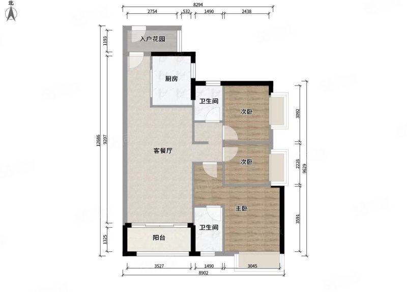 时代香海彼岸3室2厅1卫90.82㎡南北160万