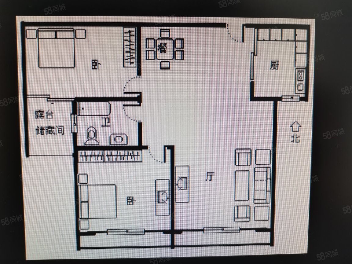 迎宾佳苑(a区)2室2厅1卫107㎡南北80万