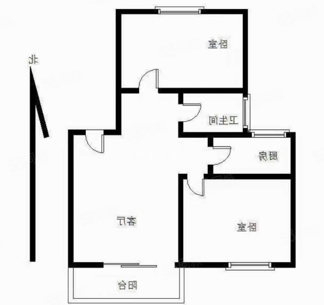 翔鹭花城(一期)2室2厅1卫62.3㎡南北236万