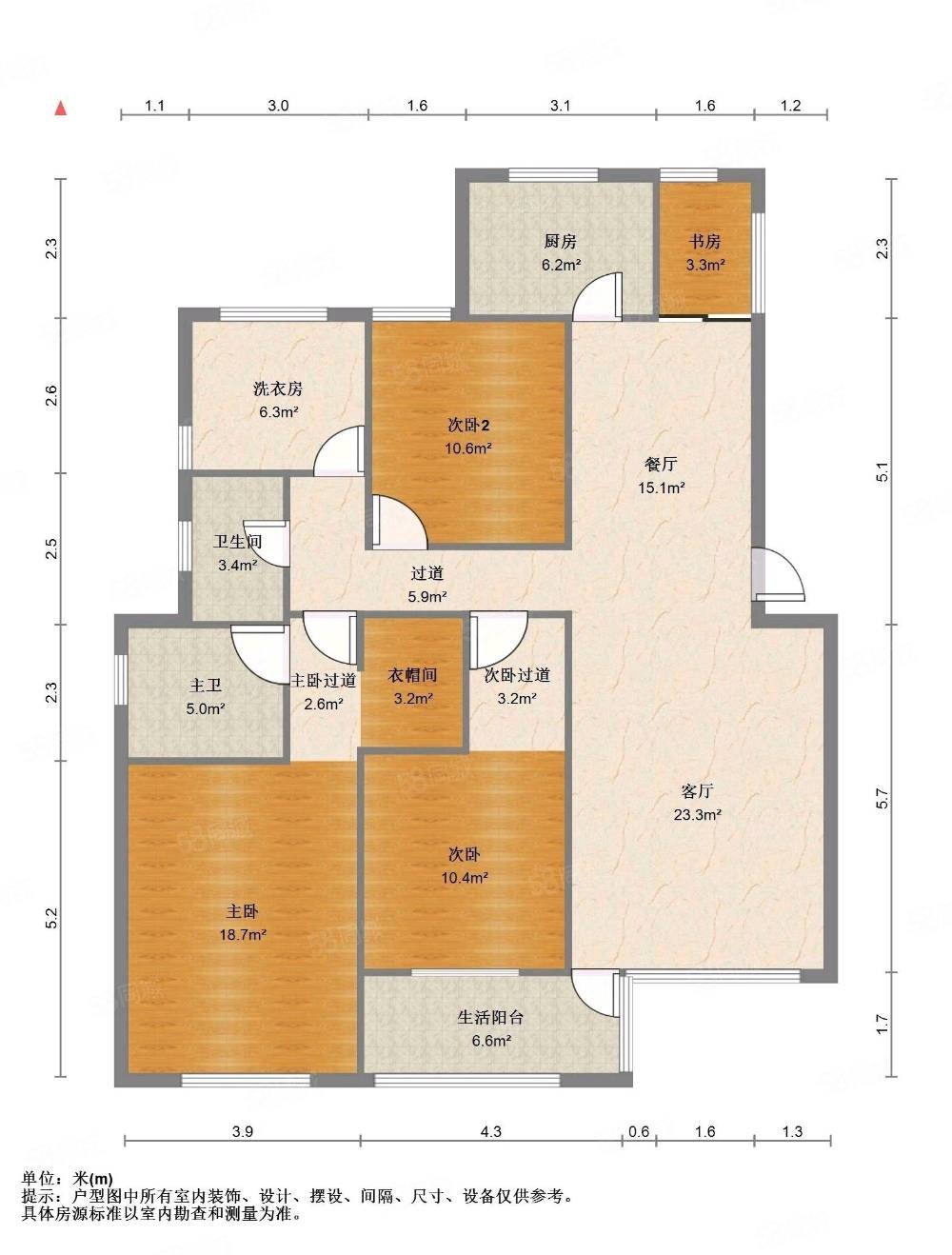 金博玫瑰园4室2厅3卫167㎡南北116万