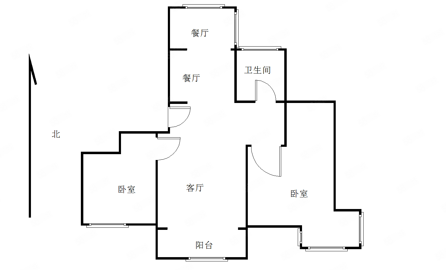 贵爵公寓2室1厅1卫95.34㎡南北165万