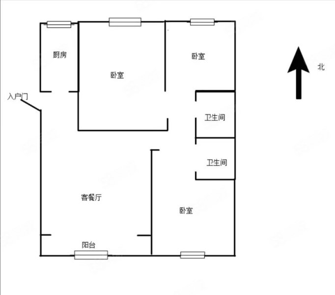 南部新城3室2厅2卫128㎡南北37.5万