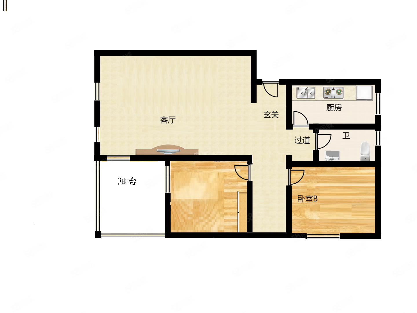 西山美墅馆2室1厅1卫90.39㎡南北930万