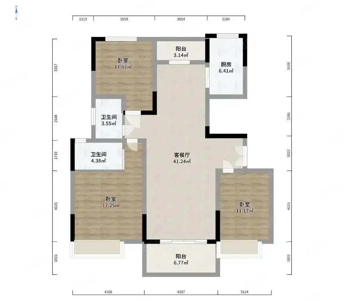 建业春天里(睢阳)3室2厅2卫128.3㎡南北73万