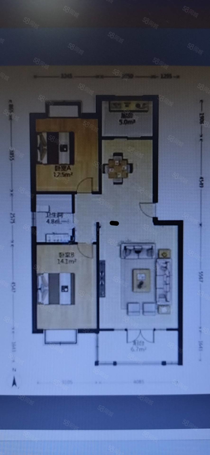 岗当新村2室2厅1卫96㎡南北50万