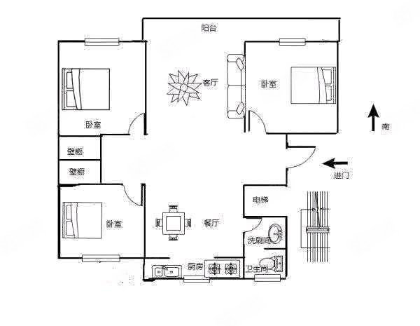 福町花园3室2厅1卫123㎡南北69万