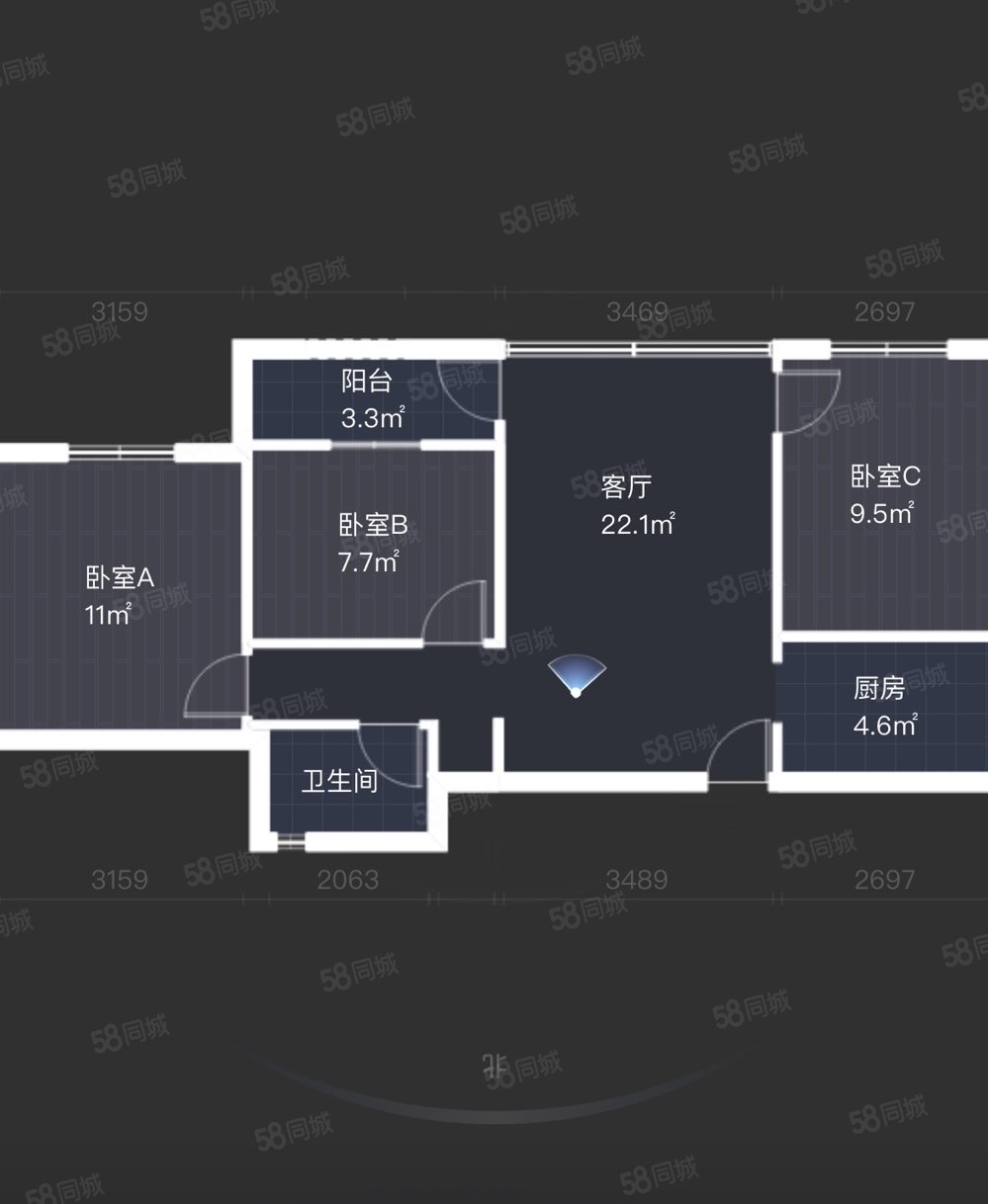 仓边大街小区3室2厅1卫83.1㎡南北125万