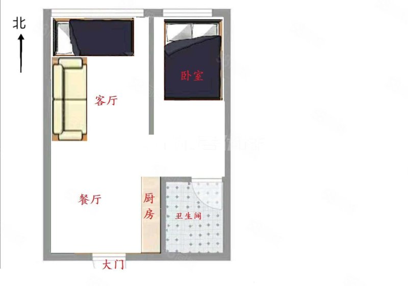 凤岭山语城1室1厅1卫50㎡南北80万