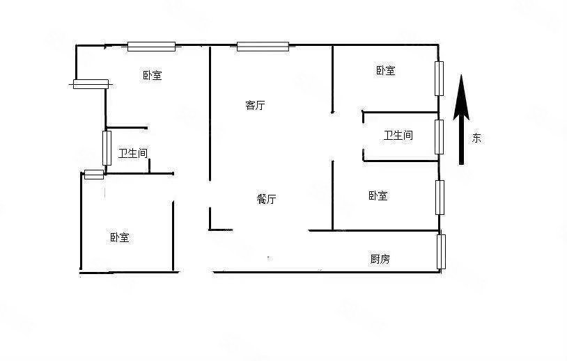 三环国际郡城4室2厅2卫132㎡南北70万