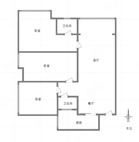 晋愉V时代3室2厅2卫104.8㎡南北125万