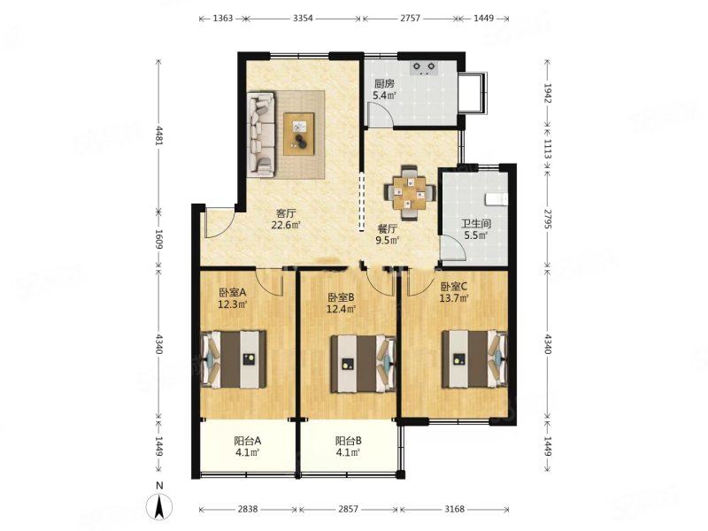 省疾控中心宿舍3室2厅1卫105㎡南北235万