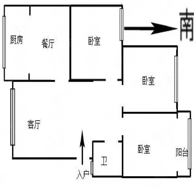 洛新嘉园3室2厅1卫105㎡南北39.9万