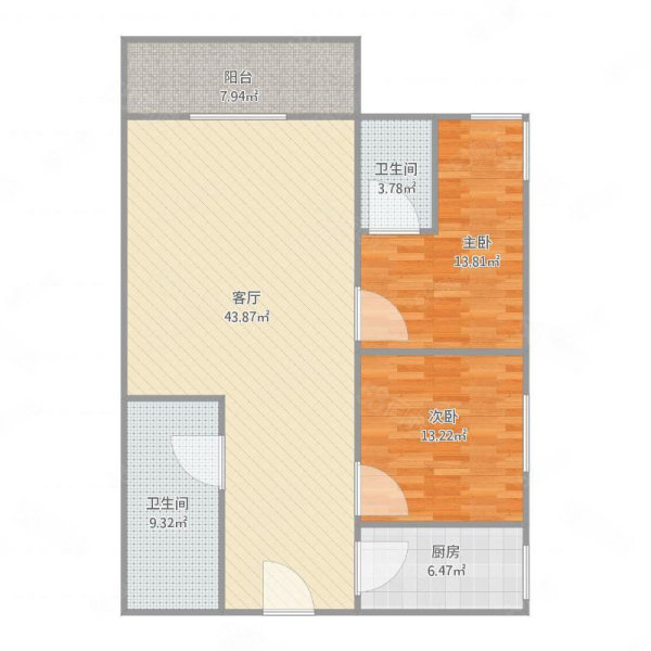 众泰森林半岛2室2厅1卫87㎡南北60万