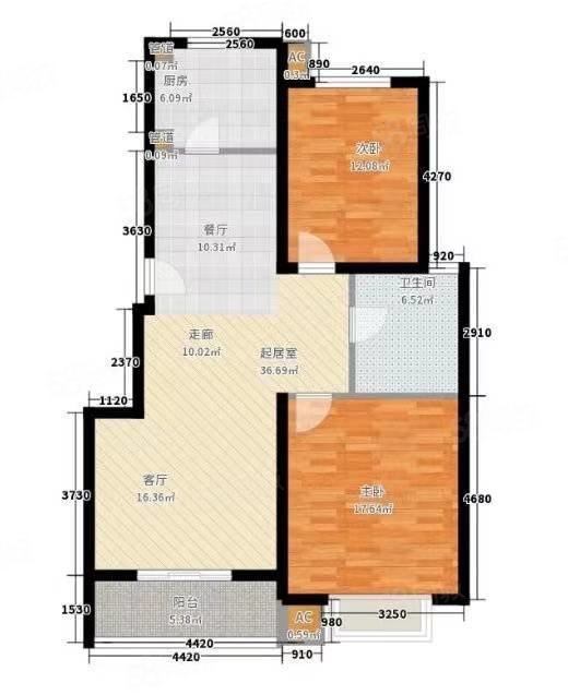 浪奇洗衣粉厂宿舍2室2厅1卫61㎡南北18.5万