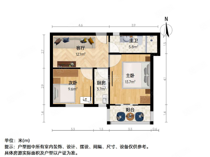 上元里2室1厅1卫56.52㎡南112万