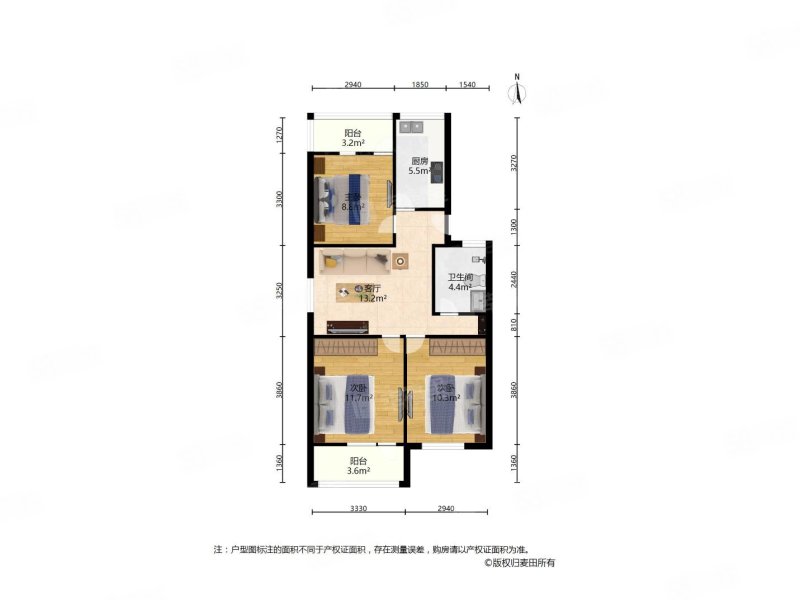 茶会小区3室1厅1卫85㎡南北106万