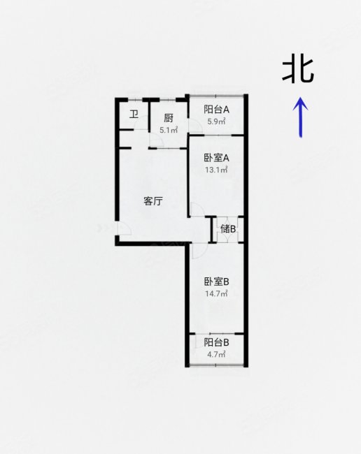 银通小区2室1厅1卫91.2㎡南北71万