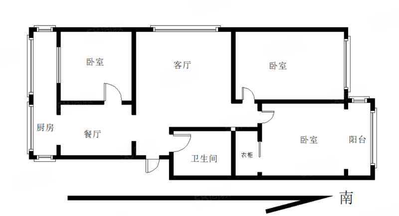 双路小区3室1厅1卫87.38㎡南北128万