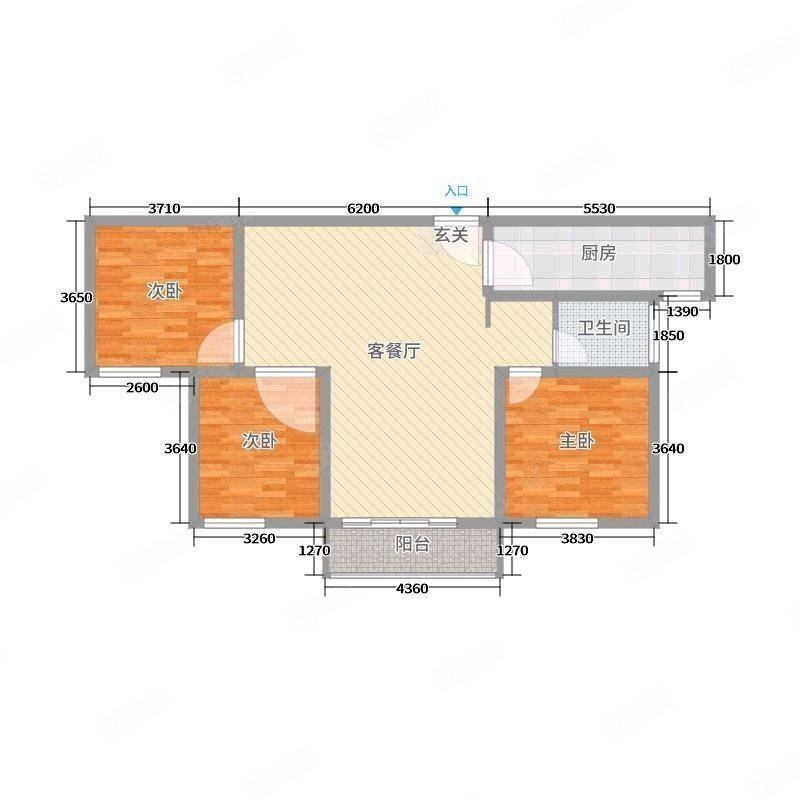 恒润阳光城3室2厅1卫110㎡南北59万