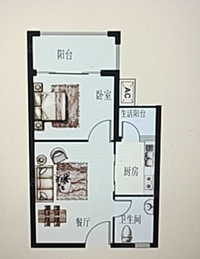 美林湖国际社区1室1厅1卫40.02㎡南15.5万