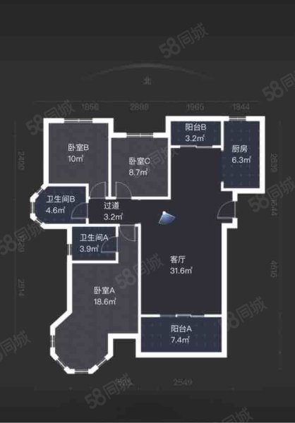 绿地香树花城3室2厅2卫132.54㎡南北188万