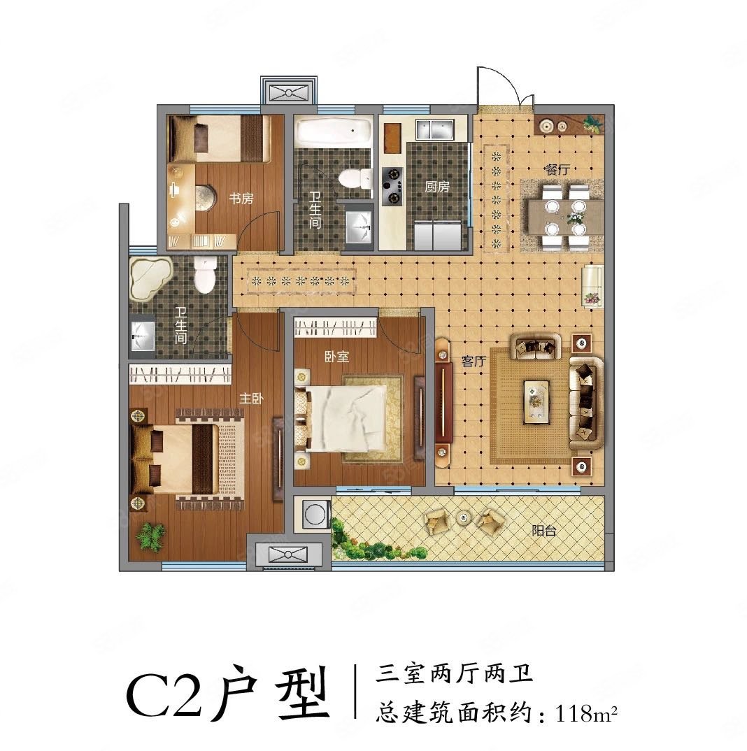 天润府3室2厅2卫118.5㎡南60万