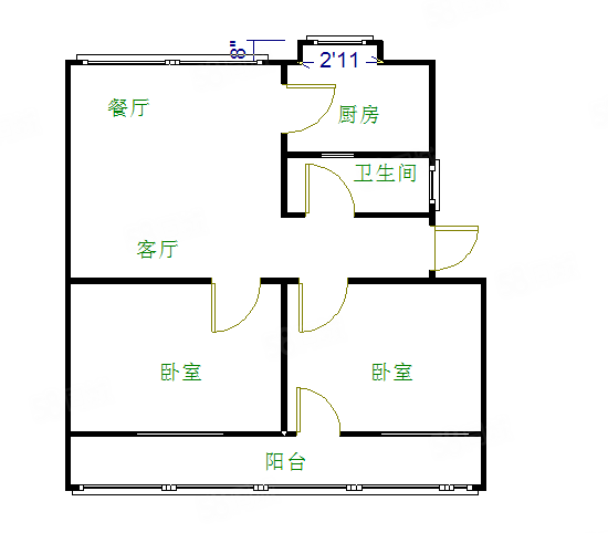 四中小学家属院2室1厅1卫80.71㎡南北90万