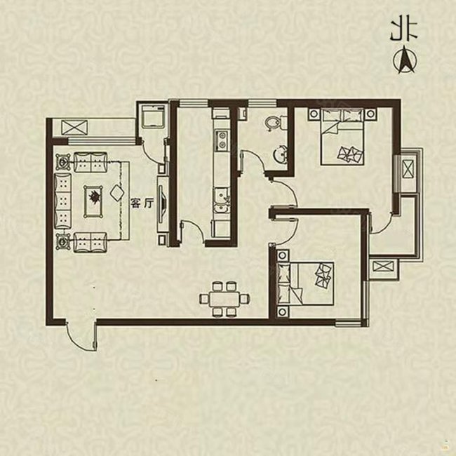 欧景园2室2厅1卫88㎡东北115万