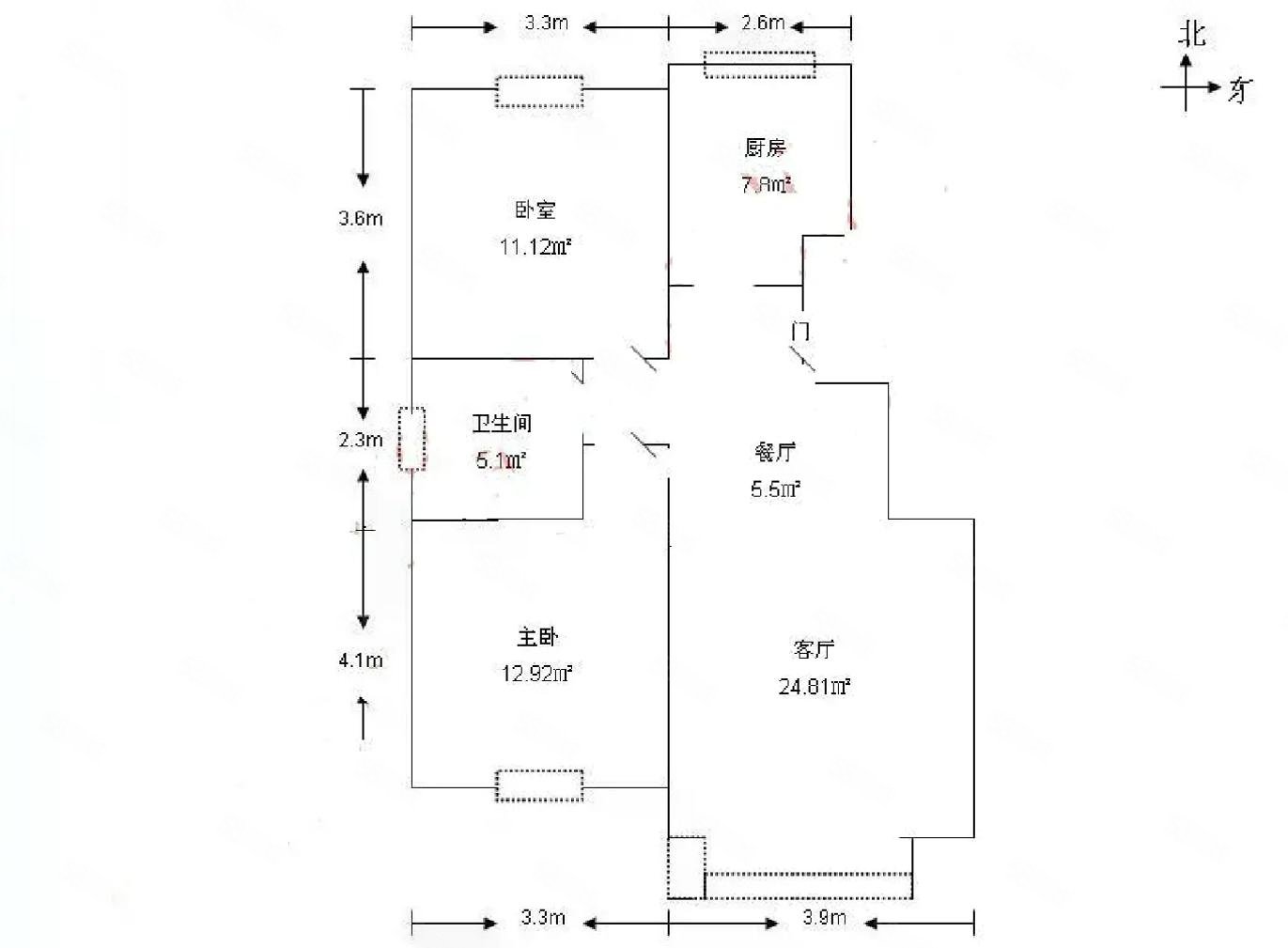 順鑫朗郡2室1廳1衛(wèi)89㎡南北133萬