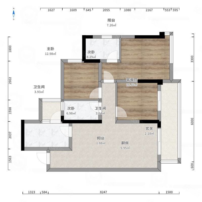 领地兰台府(一二期)3室2厅2卫115㎡南北128万