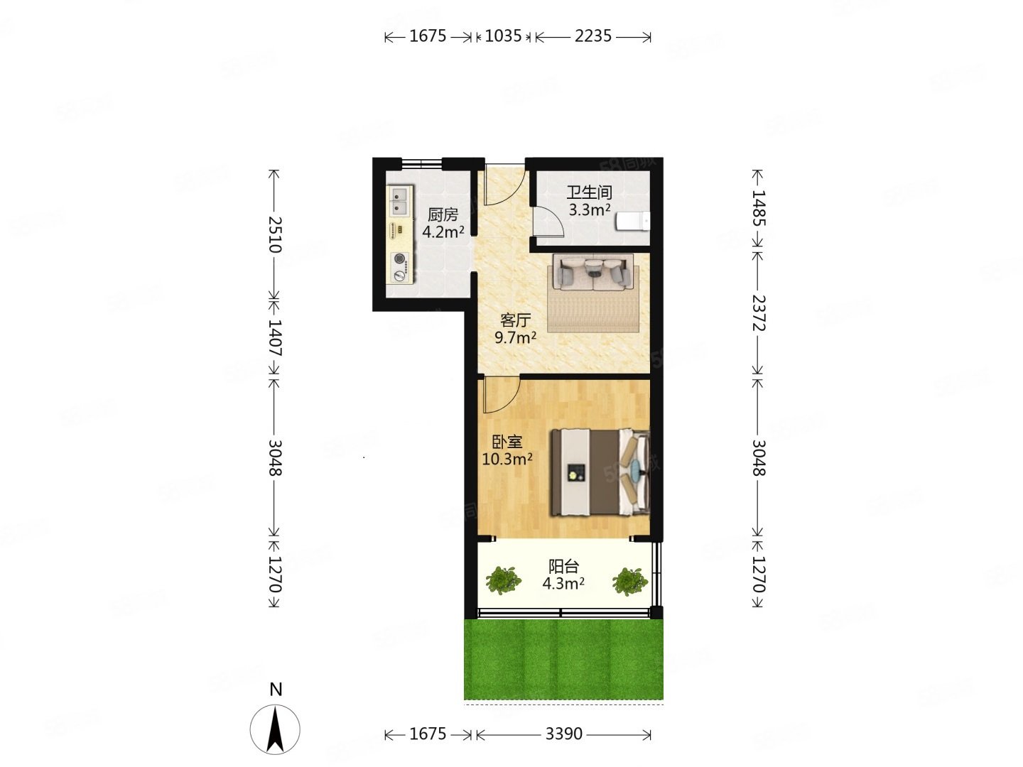 虹梅路2759弄小区1室1厅1卫55㎡南248万