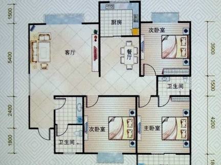 幸福屯3室1厅1卫93㎡南北65万