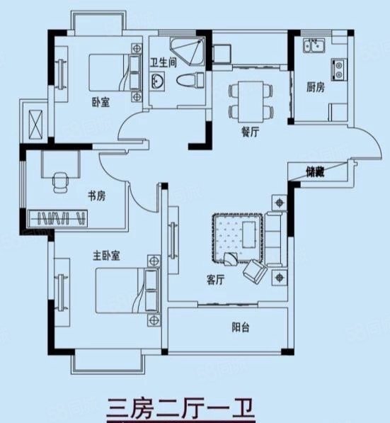 碧桂园凤鸣海尚(公寓住宅)3室2厅2卫89.14㎡南北225万
