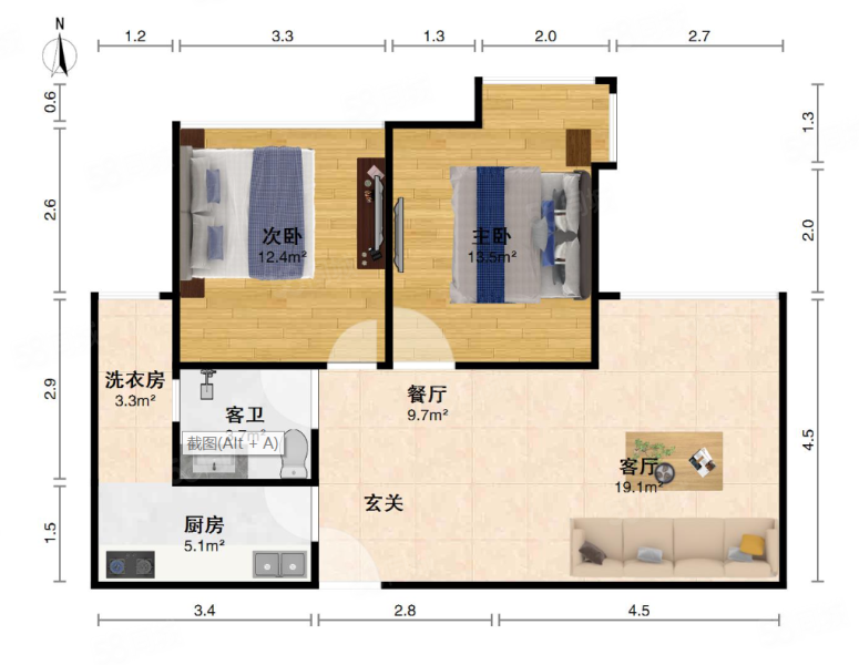 佳兆业丽晶港2室2厅1卫73㎡西南81万