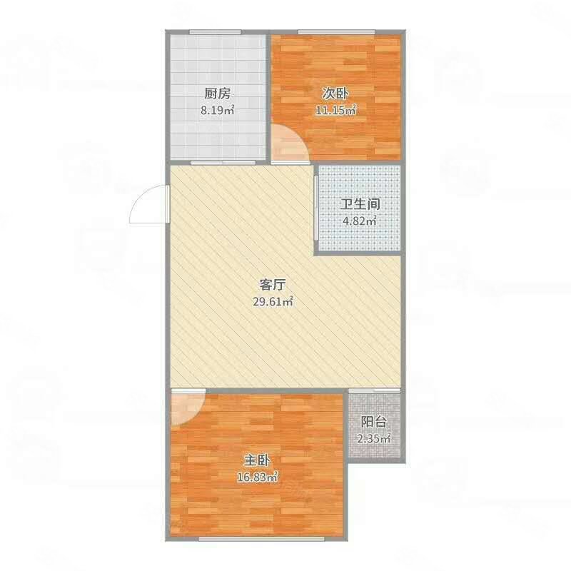 富瑞小区2室2厅1卫75㎡南北20.8万