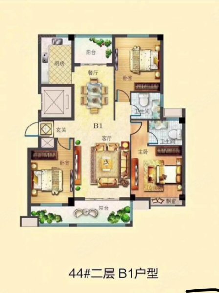 中暨沂河一英里3室2厅2卫123㎡南北90万